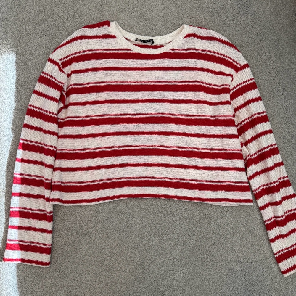 Zara Striped Red and White Women's Top